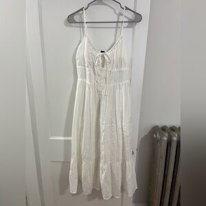 Forever 21 White Button-Front Midi Dress
